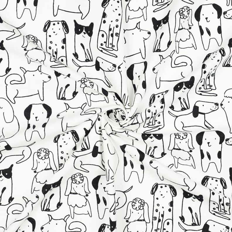 flanella di cotone cani | Poppy Fabrics – bianco/nero, image number 3