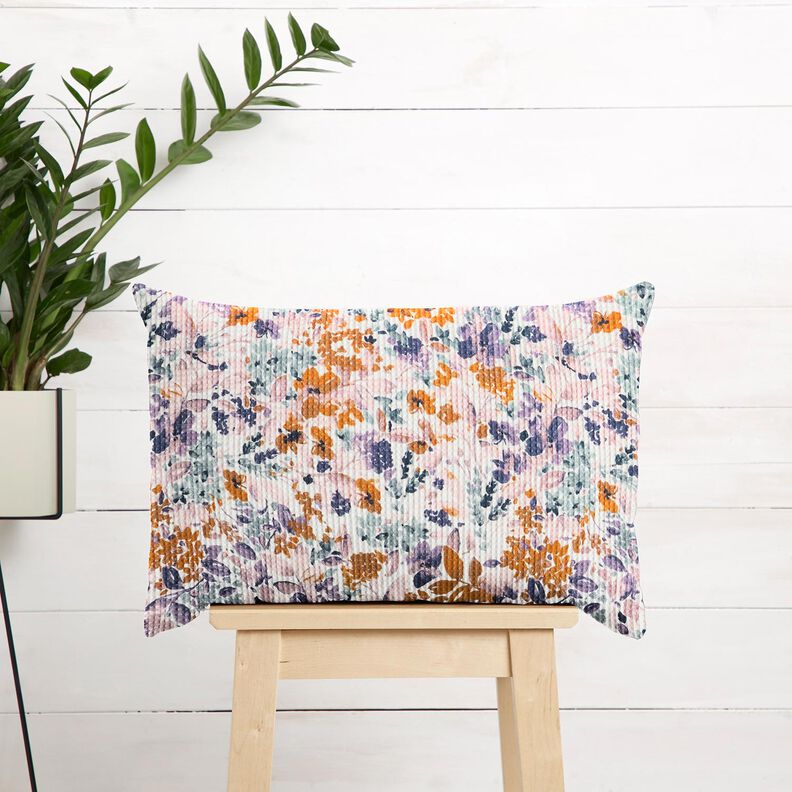 piqué nido d’ape fiori acquerello | Poppy Fabrics – bianco/lavanda, image number 6