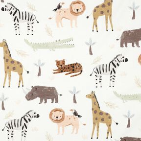 jersey di cotone animali della steppa stampa digitale | Poppy Fabrics – avorio/marrone scuro, 