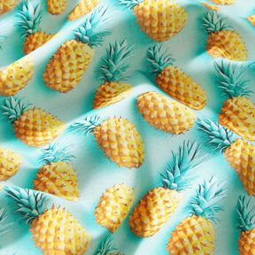 tessuto in cotone popeline ananas – azzurro/giallo, 