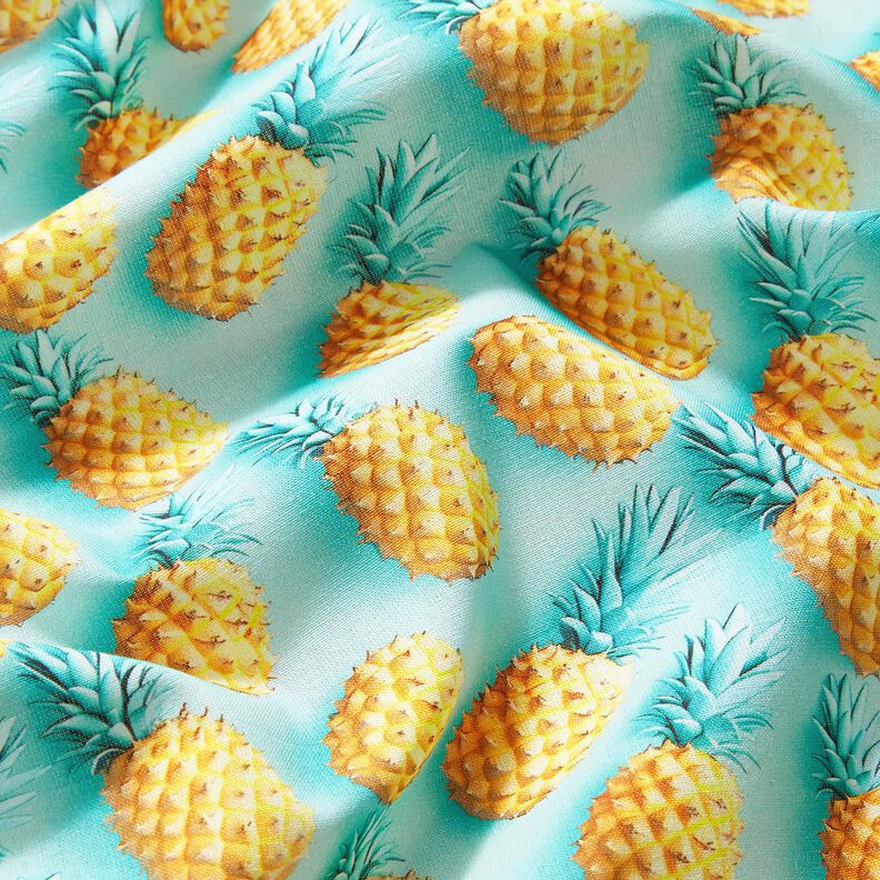 tessuto in cotone popeline ananas – azzurro/giallo, image number 2