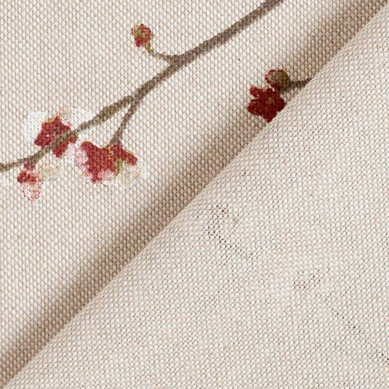 tessuto arredo mezzo panama fiore di ciliegio giapponese – naturale/rosso borgogna,  image number 5
