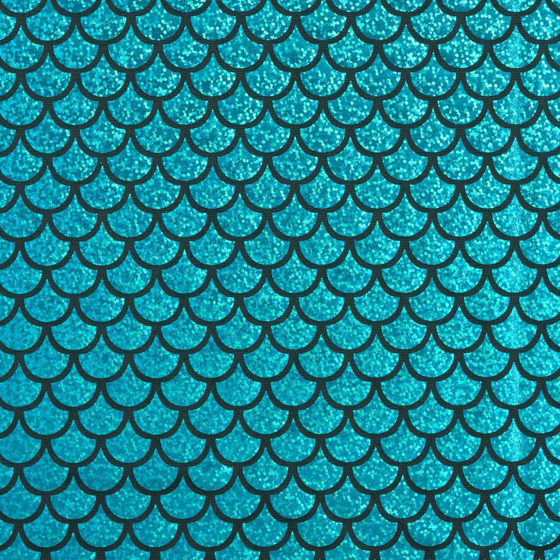 jersey laminato squame di sirena – nero/turchese,  image number 1