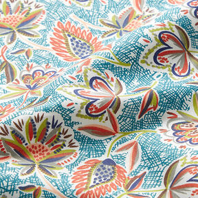 cretonne Foglie etniche – petrolio, 