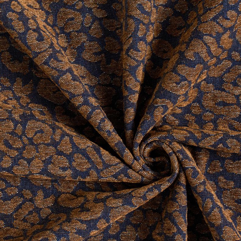 Tessuto per pantaloni effetto denim con stampa leopardata – marrone medio/blu notte,  image number 3