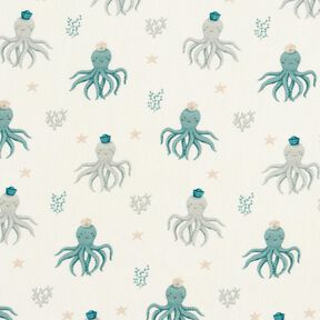 jersey di cotone Calamari felici stampa digitale – bianco lana, 