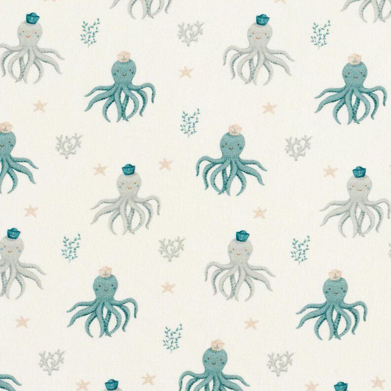jersey di cotone Calamari felici stampa digitale – bianco lana,  image number 1