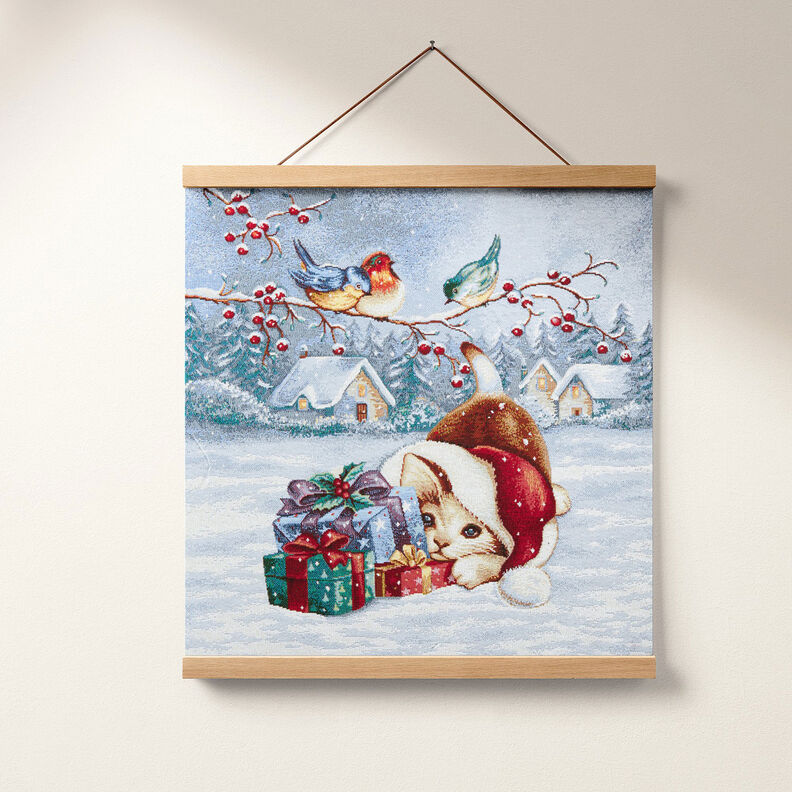 taglio di tessuto arredo gobelin Gatto con regali – azzurro/rosso carminio, image number 6