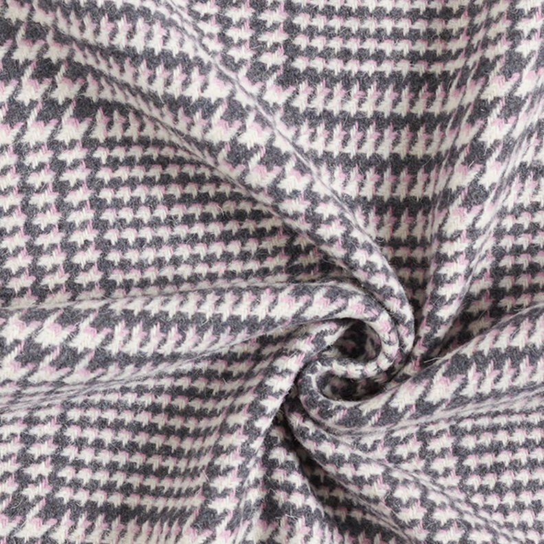 tessuto per cappotti, Principe di Galles – antracite/rosa,  image number 3