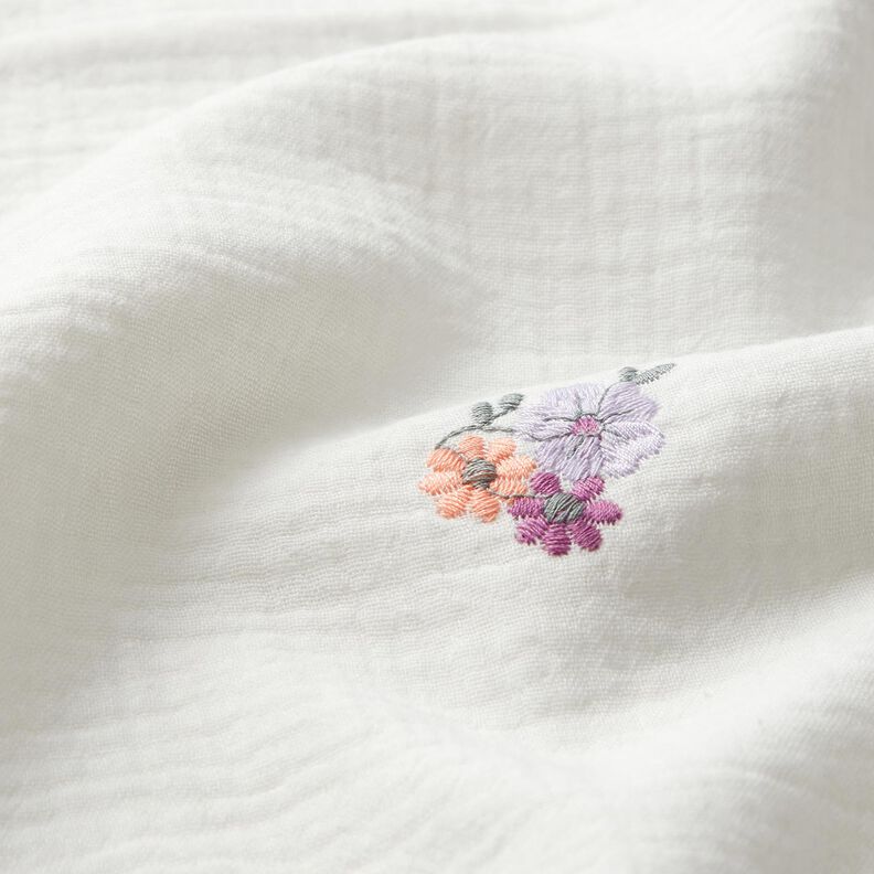 mussolina / tessuto doppio increspato Fiorellini ricamati | Poppy Fabrics – bianco,  image number 6