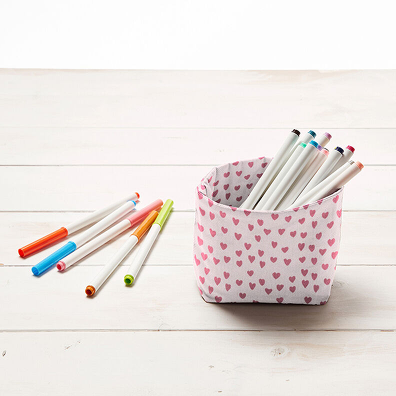 tessuto arredo spinato in cotone, mini cuori – rosa chiaro,  image number 8