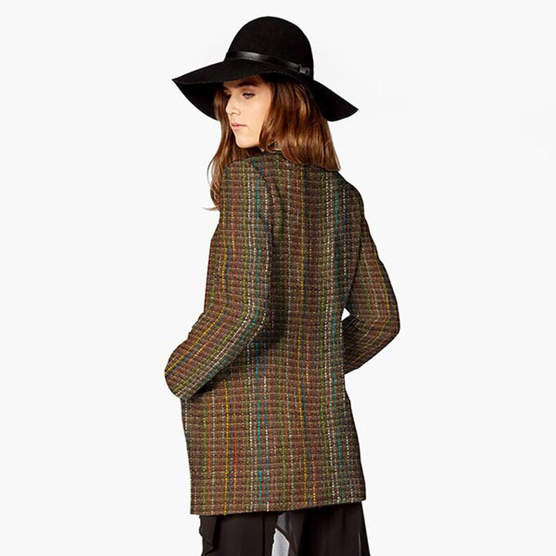 Misto lana vergine bouclé a righe colorate e lurex – marrone medio,  image number 7