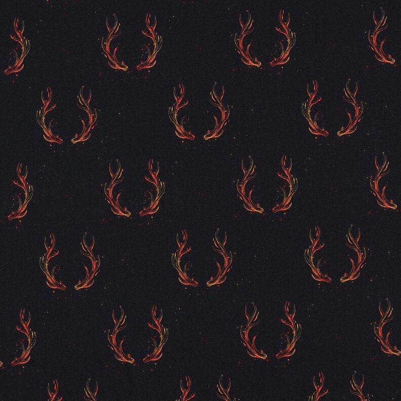 French terry taglio di tessuto Cervo di fuoco | Glitzerpüppi – nero/arancione, image number 8