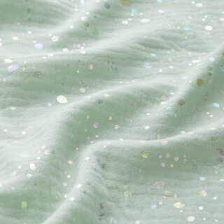 mussolina / tessuto doppio increspato coriandoli stampa laminata – verde pastello, 