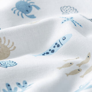 popeline di cotone sott’acqua – bianco/blu acciaio, 