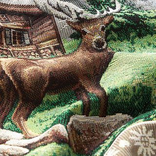 taglio di tessuto arredo gobelin Cervo e rifugio – marrone/verde, 