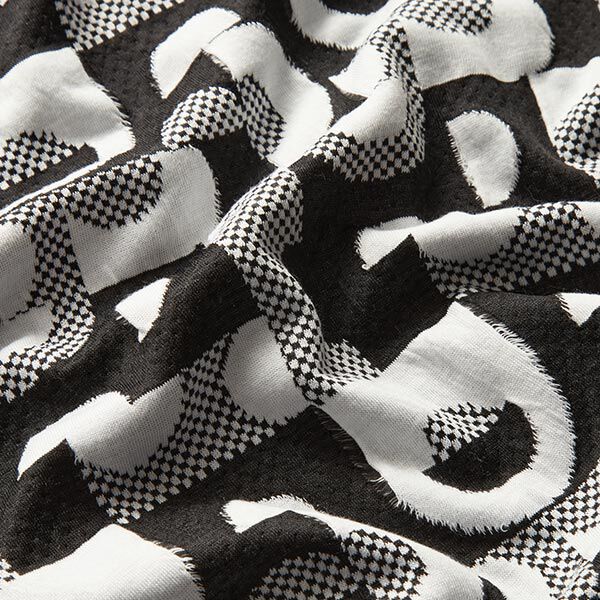 jersey jacquard, motivi geometrici e quadri – nero/bianco, image number 2