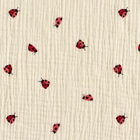 mussolina / tessuto doppio increspato Dolci coccinelle – bianco lana, 