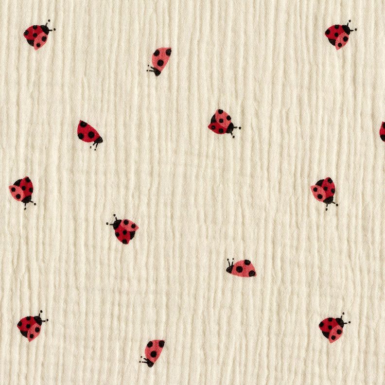 mussolina / tessuto doppio increspato Dolci coccinelle – bianco lana, image number 1