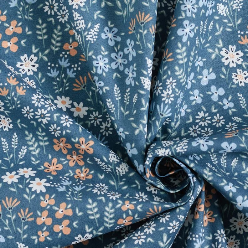 cotone rivestito Prato fiorito variopinto – blu jeans chiaro/azzurro,  image number 4