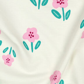 French terry, felpa estiva Fiori| by Poppy – bianco lana/rosa, 