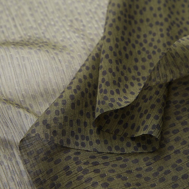 Chiffon increspato con grandi pois – cachi/nero,  image number 3