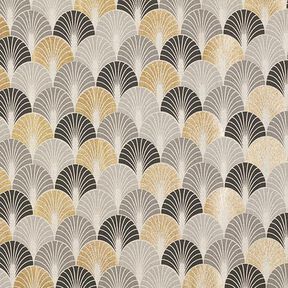 tessuto arredo mezzo panama stampa dorata archi premium – nero/oro, 