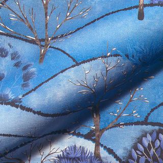 tessuto arredo mezzo panama stampa digitale, paesaggio invernale – azzurro/blu notte, 