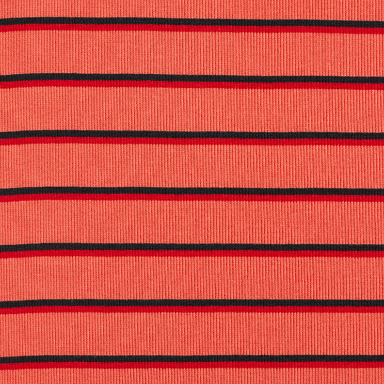 Jersey a costine con righe larghe – corallo,  image number 1