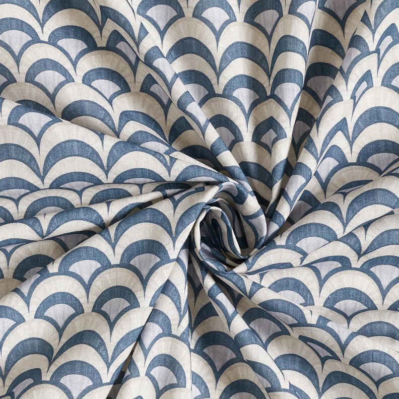 tessuto in cotone popeline Archi eleganti – grigio blu/tortora chiaro,  image number 3