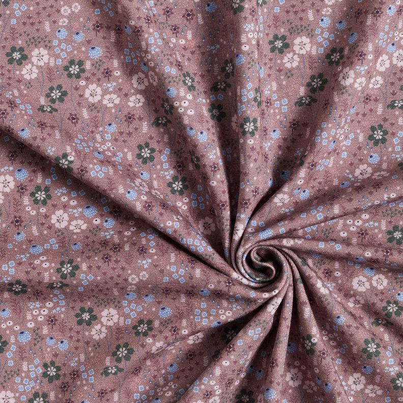 jersey di cotone Prato di fiori di bosco stampa digitale – rosa antico scuro,  image number 3