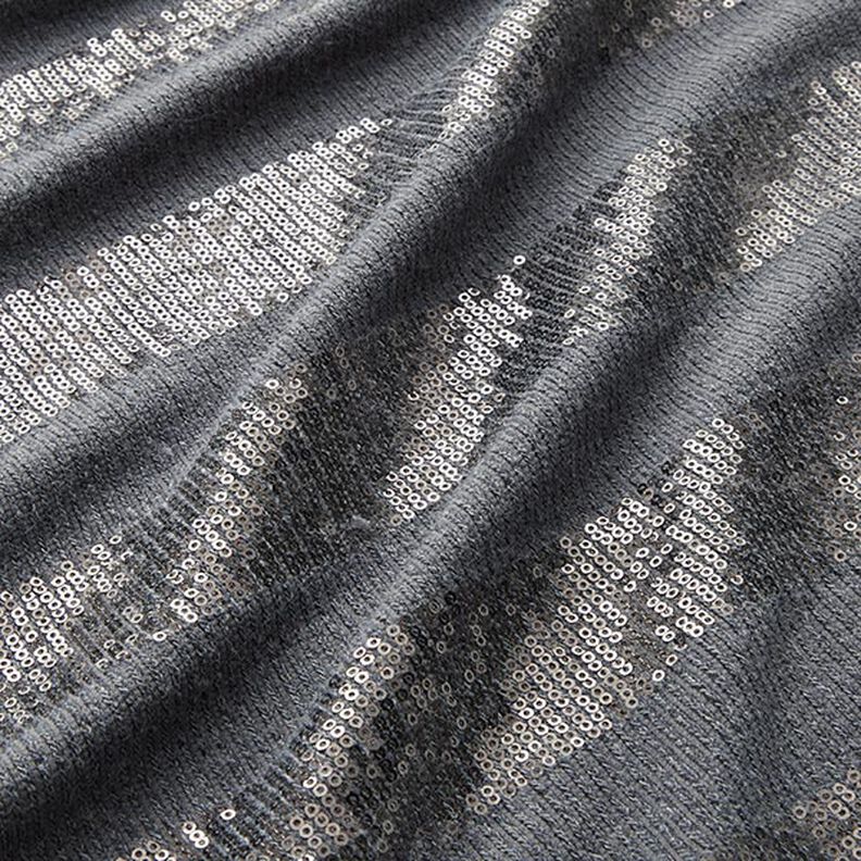 Tessuto in maglia con paillettes glitterate a strisce orizzontali – grigio, image number 2