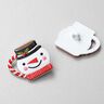 Bottone con gambo Pupazzo di neve [25 mm] – bianco/rosso,  thumbnail number 1