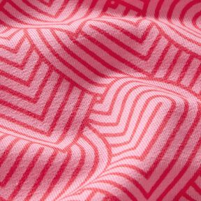 French terry, felpa estiva Cuori sovrapposti – rosa/rosso fuoco, 