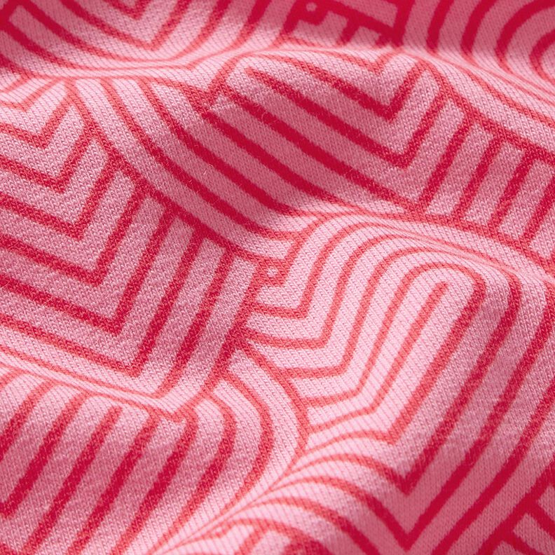 French terry, felpa estiva Cuori sovrapposti – rosa/rosso fuoco,  image number 2