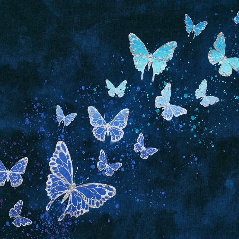 jersey di cotone Farfalle con sfumature di colori | Glitzerpüppi – blu notte,  image number 7