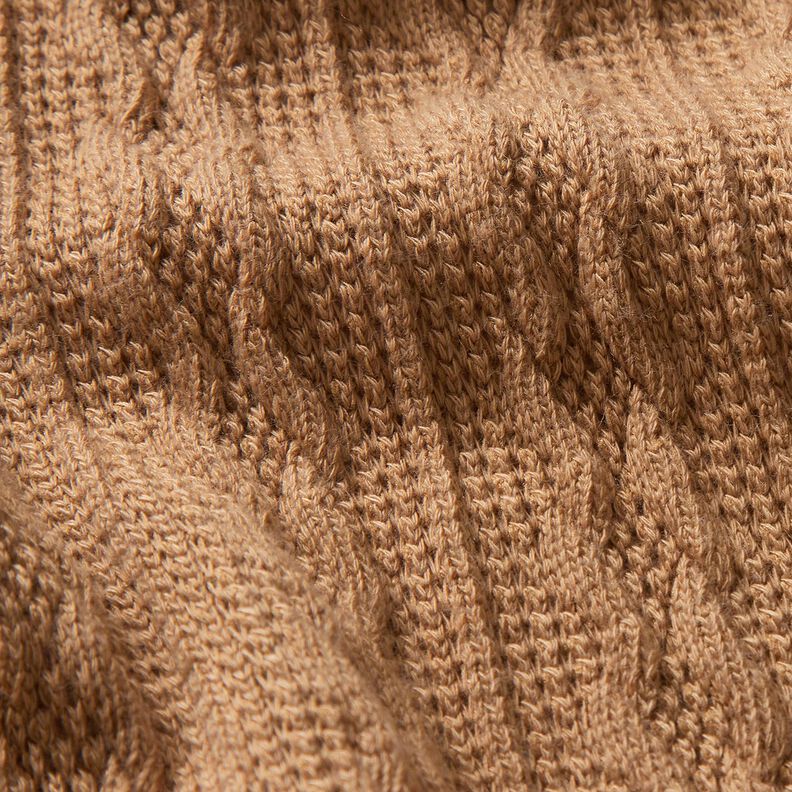 tessuto in maglia Motivo a treccia – marrone capriolo, image number 5