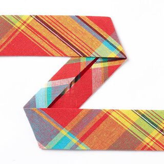 nastro sbieco in cotone Madras [27 mm] - rosso/turchese, 
