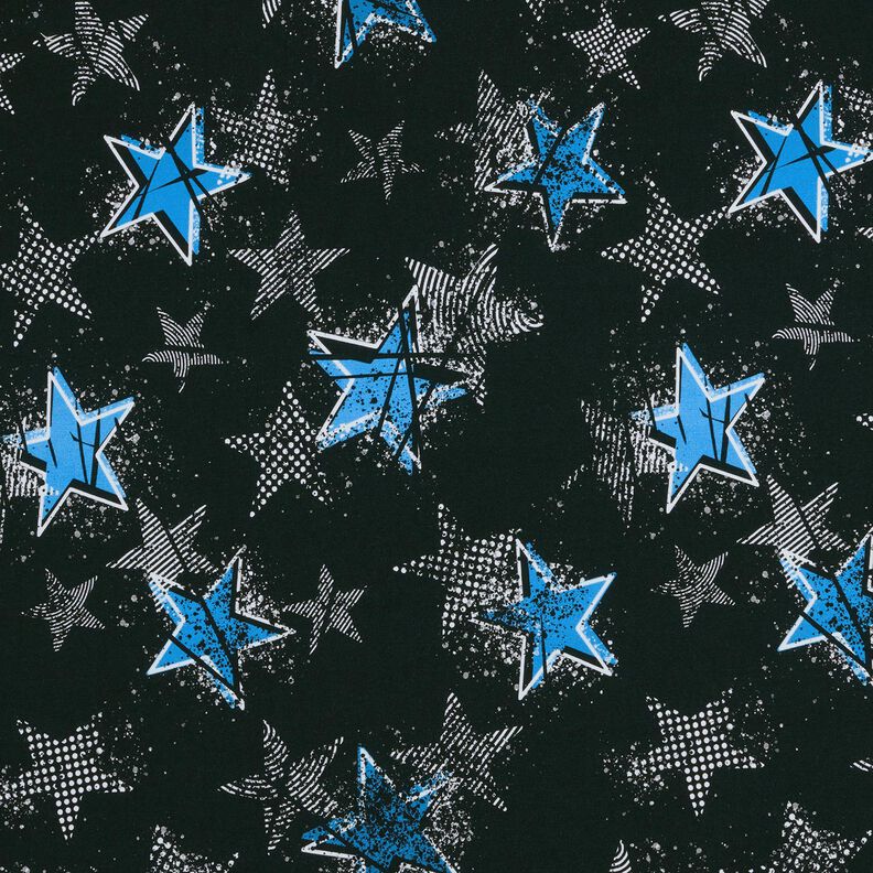 French terry, felpa estiva Variazioni di stelle | Glitzerpüppi – nero/blu,  image number 1
