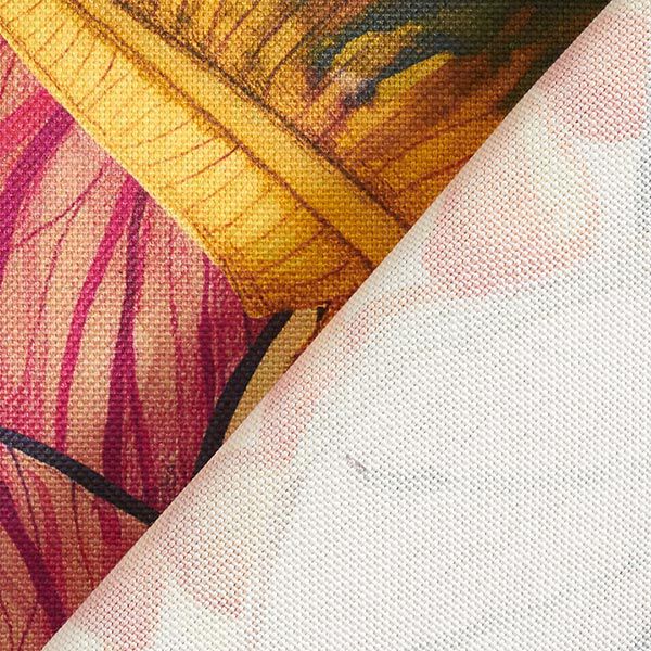 Tessuti da esterni canvas foglie esotiche – rosso carminio/lillà,  image number 4