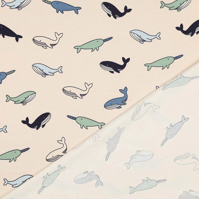 jersey di cotone Grazione balene | Poppy Fabrics – anacardo/blu marino,  image number 4