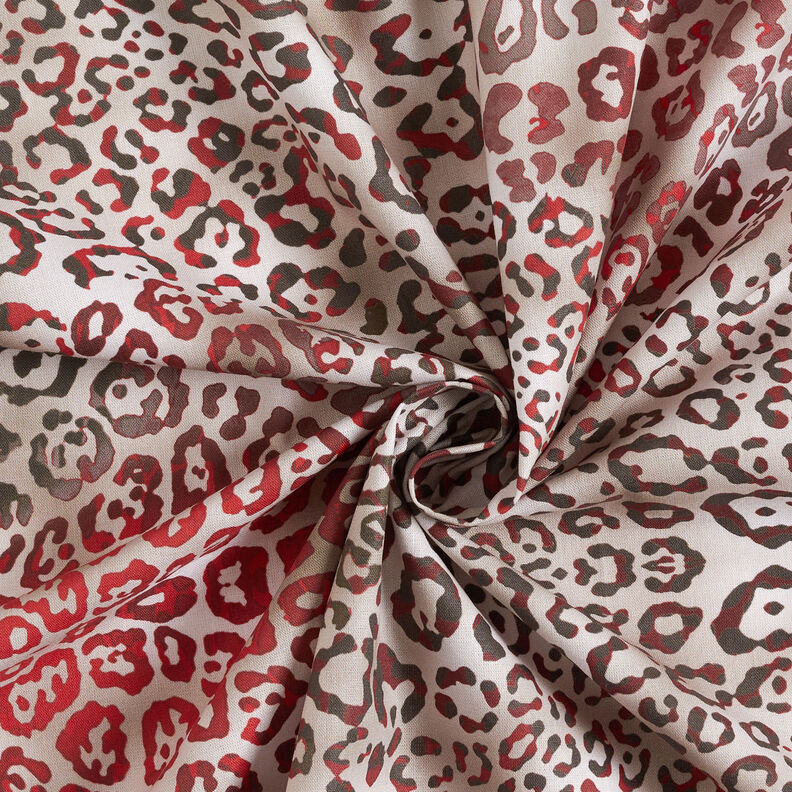 GOTS Popeline di cotone Motivo leopardato | TCC x LOOKS by Wolfgang Joop – rosso carminio/tortora,  image number 5
