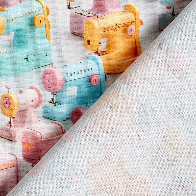 tessuto in cotone popeline Macchine da cucire colorate &ndash; rosa chiaro/turchese chiaro,  image number 4