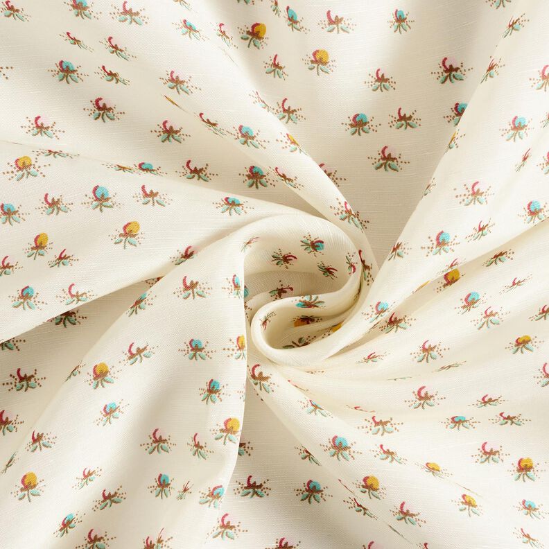 Tessuto di cotone lucido con fiori – bianco lana,  image number 3