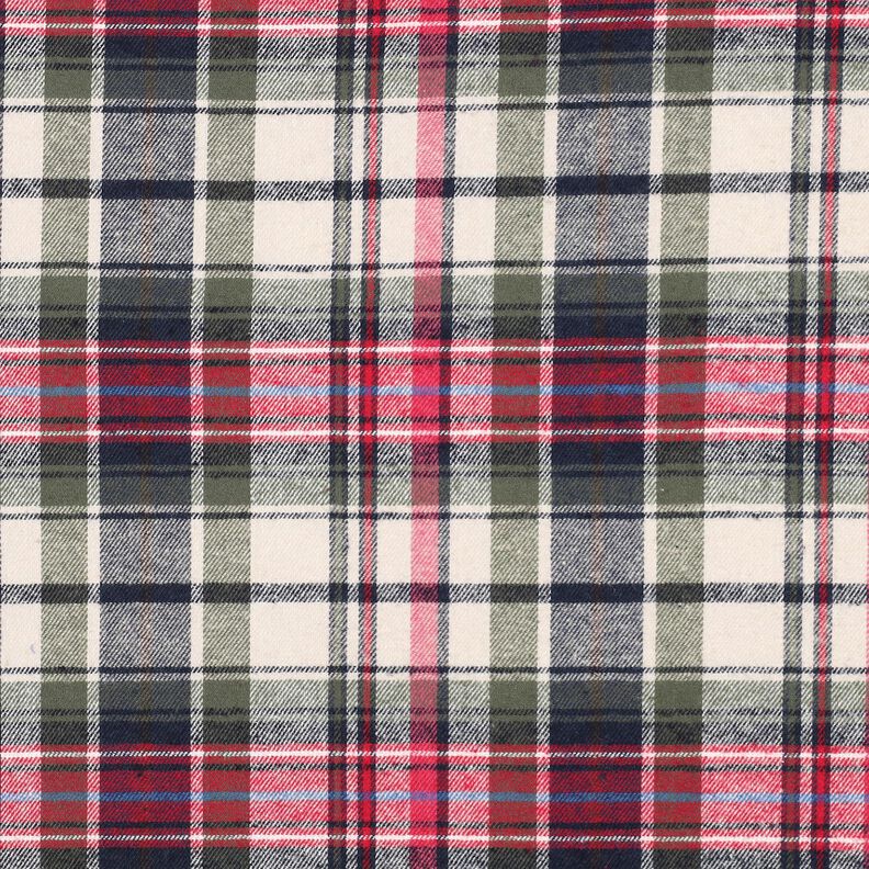 flanella di cotone Quadri | Poppy Fabrics – verde oliva/rosso,  image number 1