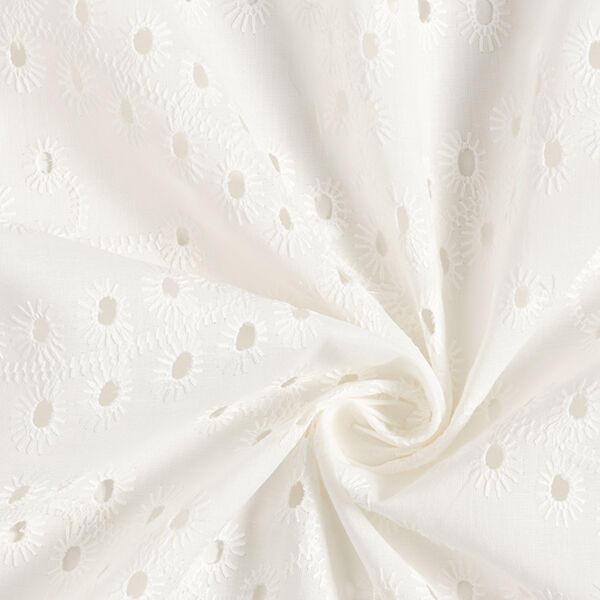 tessuto in cotone, ricami a giorno, gocce – bianco, image number 3