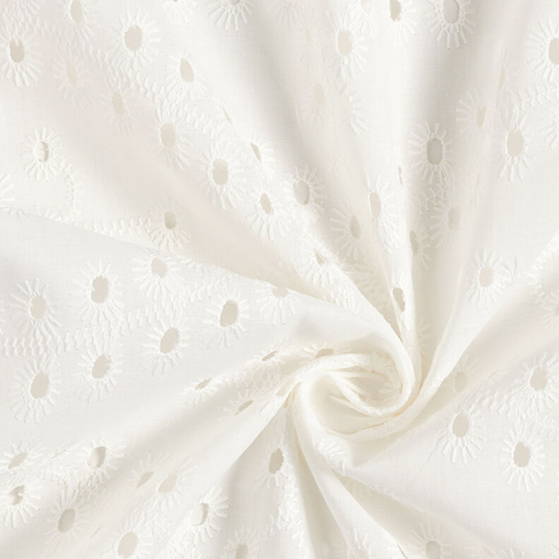 tessuto in cotone, ricami a giorno, gocce – bianco,  image number 3
