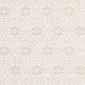 Tessuto jacquard da esterni motivi ornamentali e cerchi – beige/bianco lana, 
