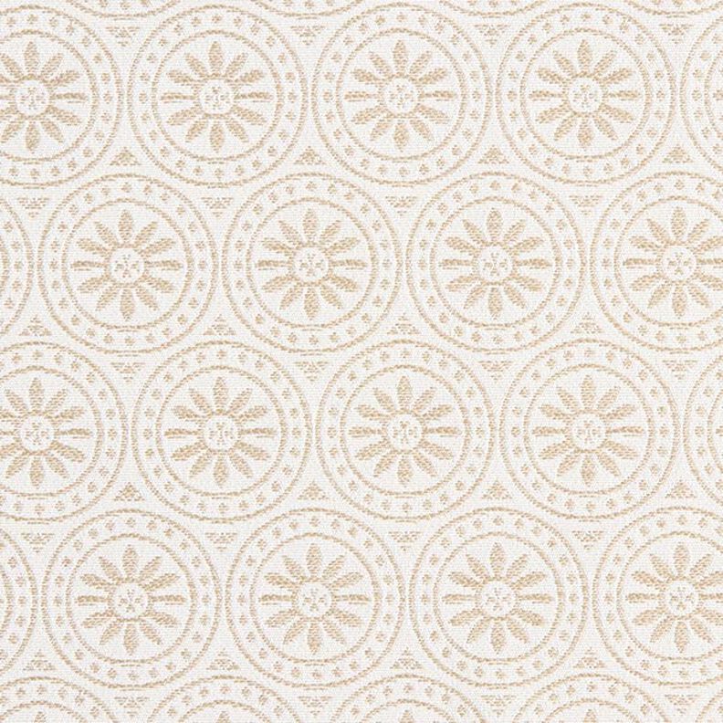 Tessuto jacquard da esterni motivi ornamentali e cerchi – beige/bianco lana,  image number 1