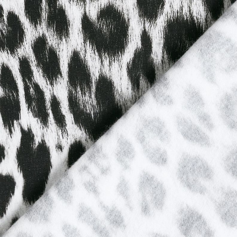 Stampa digitale leopardo delle nevi spazzolato French Terry – nero/bianco, image number 4